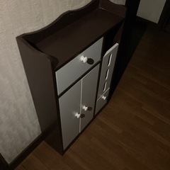 トイレラック　スリム 扉付き 組み立て不要 木製キャビネットの画像