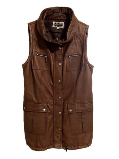 【高級 10万円】レザージャケット　レザーベスト　メンズ レディース  革　本革　ベスト ラム 羊 ブラウン