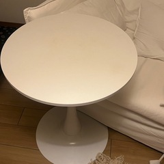 丸サイドテーブル/ラウンドダイニングテーブル ホワイトの画像