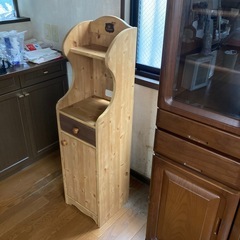 木製キャビネット 木製のレンジ台 カントリー家具 電話台 昭和レトロ 平成レトロの画像