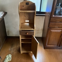 木製キャビネット 木製のレンジ台 カントリー家具 電話台 昭和レトロ 平成レトロの画像