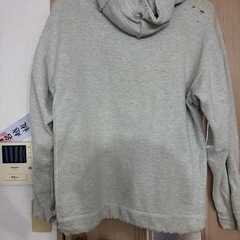 今日限定。RUSSELL PRO COTTON NOTRE DAME ダメージ加工パーカー グレーの画像