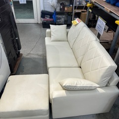 🌟セール中🌟配送可【3人掛けソファー ホワイト】★ クリーニング済 【管理番号120112】金の画像