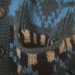 定価48300円 TMT 青系柄編み カウチンニット カーディガンの画像