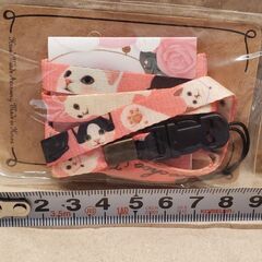 未使用猫柄ストラップとマスキングテープのセットの画像