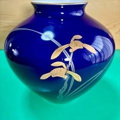 香蘭社 瑠璃金彩 蘭図花瓶 １個の画像