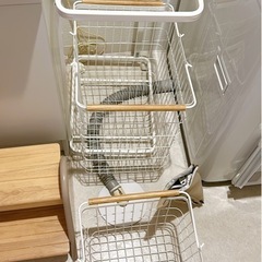 購入者様決定★ランドリーラック　棚　ホワイト　木製×アイアンの画像