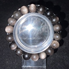 シルバーオブシディアン10mmブレスレット☪️15cmの画像