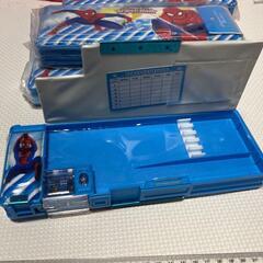 筆箱 小学生男の子、スパイダーマン 柄両面 箱型 ペンケース 入学準備 鉛筆削りの画像