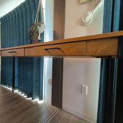 【お部屋を格上げ】オーク材のジンク コンソールテーブル◎アンティーク調 幅1900の画像