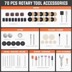 新品　Katerk ミニリューター 28000RPM/min コードレス Type-C充電式 70点セット付きの画像