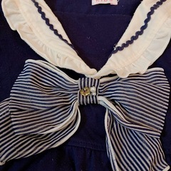 axes femme kids ネイビー セーラー襟 半袖ワンピース　110の画像