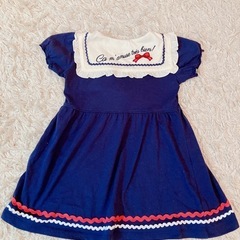 axes femme kids ネイビー セーラー襟 半袖ワンピース　110の画像