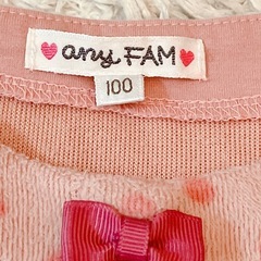 any FAM ピンクドットカーディガン 100 リボンの画像