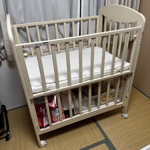 ベビーベッド KATOJI 木製　日本製　セット