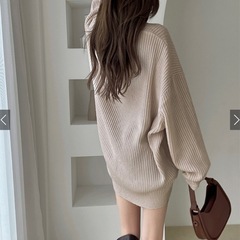 GRL 前後差ラウンドニットトップス　an1001 グレーの画像