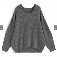 GRL 前後差ラウンドニットトップス　an1001 グレーの画像