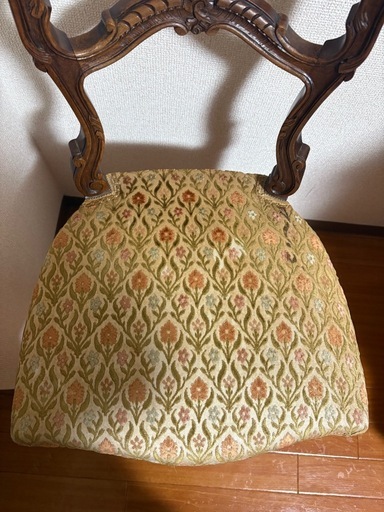 アンティークチェア　猫脚　花柄