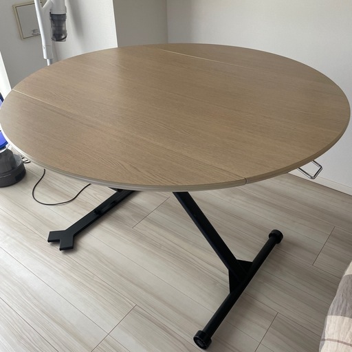 円形テーブル　昇降式　折り畳み可能