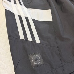 adidas メンズ　ナイロンショーツ 黒 3本ライン　XLサイズの画像