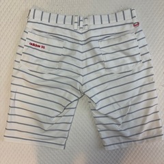 adidas メンズ ホワイトストライプ ショートパンツ　LLサイズの画像