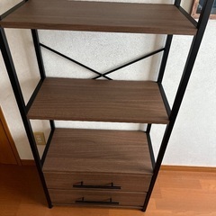 ニトリ　シェルフ　引き出し付き　ブラウン　棚　ラック　収納の画像