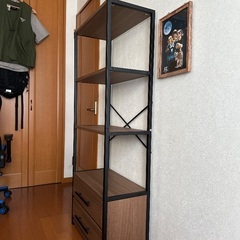 ニトリ　シェルフ　引き出し付き　ブラウン　棚　ラック　収納の画像