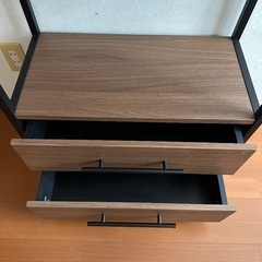 ニトリ　シェルフ　引き出し付き　ブラウン　棚　ラック　収納の画像