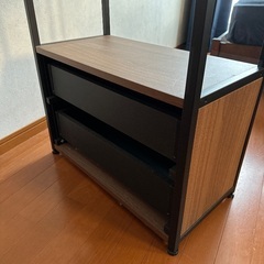 ニトリ　シェルフ　引き出し付き　ブラウン　棚　ラック　収納の画像