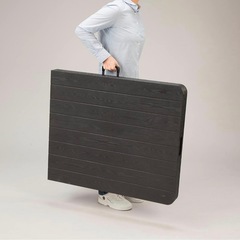  木目調折りたたみガーデンテーブル ダークブラウン 幅181ｘ奥行75.5ｘ高さ73cm 幅180cm テラス ガーデン アウトドア 大人数 庭 おしゃれ 軽量 木目調天板 金属フレーム 安全ストッパー付 コンパクト収納の画像