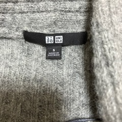 ユニクロ UNIQLO ウール コート ニット リブ 毛100% グレー Sの画像