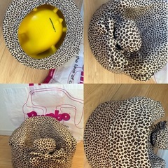 BUMBO バンボ 黄色 ヒョウ柄 レオパレード ベビーチェア カバー リボンの画像