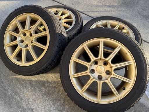 スバル GDB STI インプレッサ 純正 ゴールド ホイール 17インチ 4本 スタッドレス付き GRB使用 引取限定