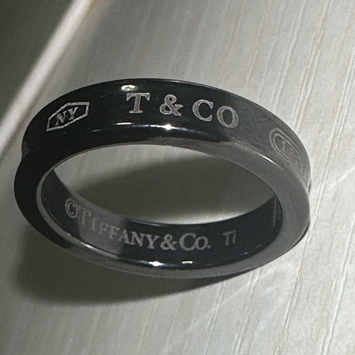 【 希少 】TIFFANY&CO. ティファニー 1837 チタン ナロー リング ブラック 指輪 10号 付属品あり 極美品