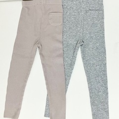 美品　100 グローバルワーク　リブレギンス　くすみピンク、グレー　2着の画像