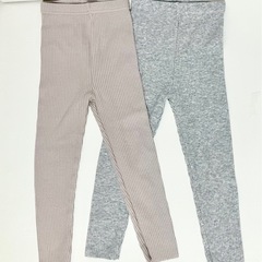美品　100 グローバルワーク　リブレギンス　くすみピンク、グレー　2着の画像
