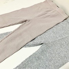 美品　100 グローバルワーク　リブレギンス　くすみピンク、グレー　2着の画像