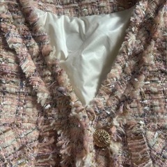 新品 ダックダウン入りツイード ジャケット フXL　リンジ付ピンクの画像