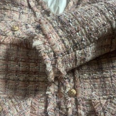 新品 ダックダウン入りツイード ジャケット フXL　リンジ付ピンクの画像