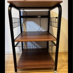 コンセント付きキッチン収納レンジ台3段タイプの画像