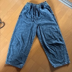 レディースデニム風ワイドパンツの画像