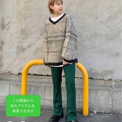 未使用　カスタネ　定価7,150円　ハイウエストイージースリムスラックスパンツ　グリーンの画像