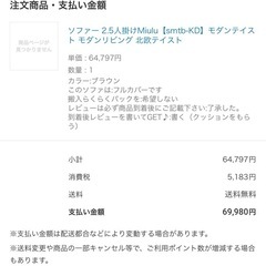 楽天で購入した2人掛けソファー無料の画像