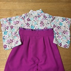 スウィートマミー　袴ロンパース　着物　ベビー　ピンク　花柄　紫　水色　80cmの画像
