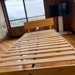 宮棚＆2口コンセント付 すのこベッドフレーム シングル ベッドの画像