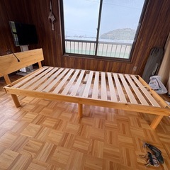 宮棚＆2口コンセント付 すのこベッドフレーム シングル ベッド