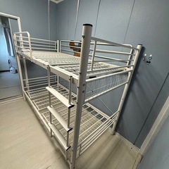 2段ベッド スチール 白ホワイト シングルの画像
