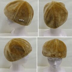 ( E-76 )レディース 冬用 帽子 ２つセット ニット帽 ベレー帽 ビーニー型 グリーン ブラウン フリーサイズ 中古の画像