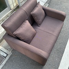 アイリスオーヤマ　ソファベッド　ファブリックソファ　ブラウンの画像