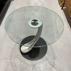 I2★Naos ナオス★ガラスサイドテーブル Papillionシリーズ W60cm イタリア製 ラウンド イタリアンモダンの画像